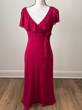 Liz Claiborne Elegant Flutter-Sleeve Burgundy Dress, Size 4